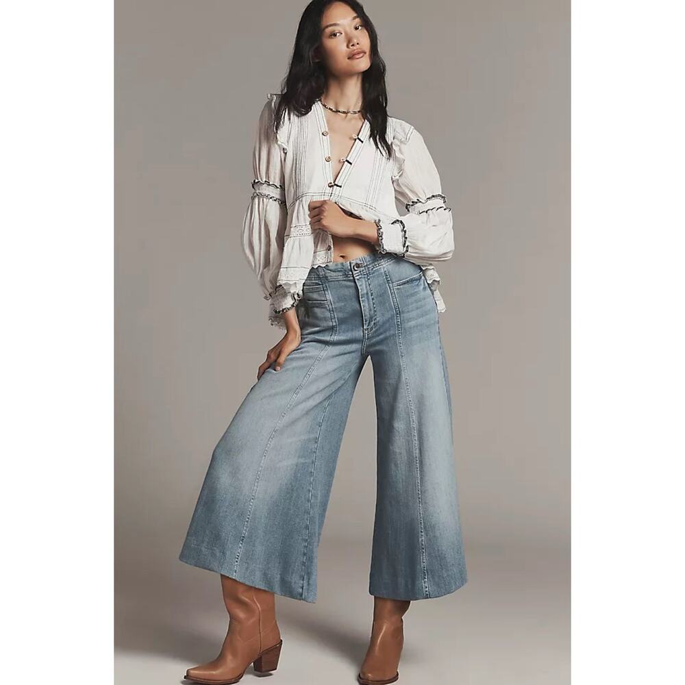 Anthropologie Pilcro High Rise Wide Leg Crop Jeans Size 29